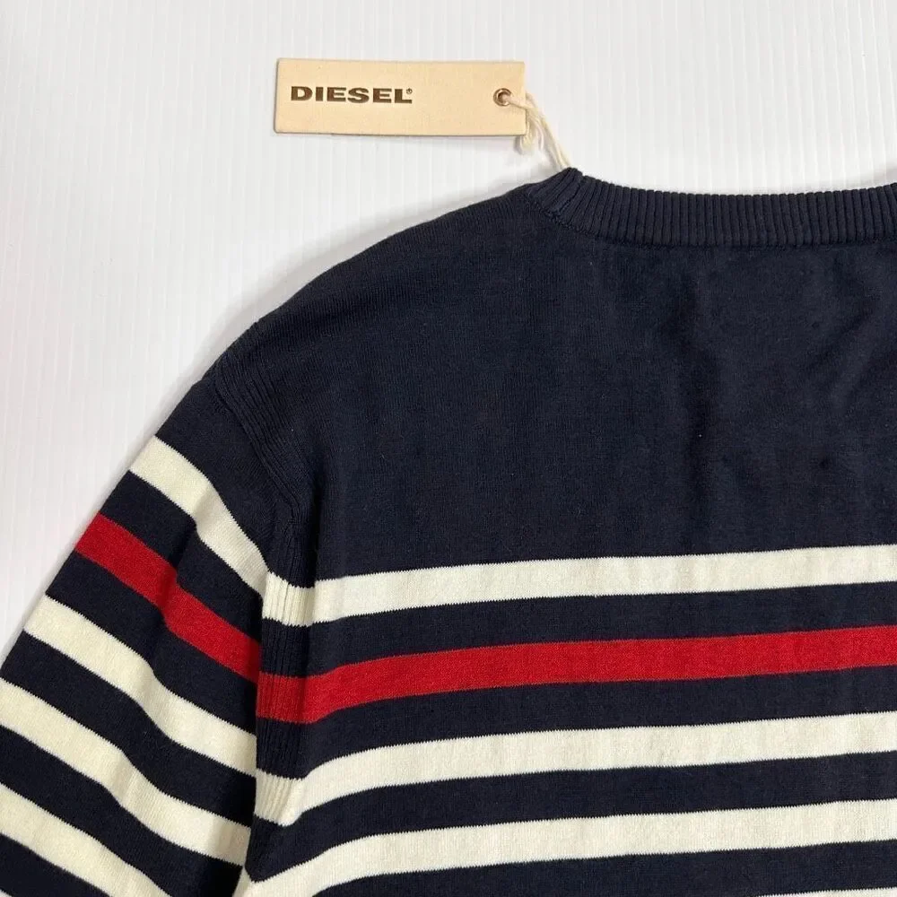 Diesel K-Calib Striped Crewneck Sweater Navy Red White Nautical Preppy Unisex XL